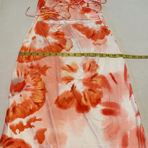 Cryptographic Tie Dye Backless Orange Maxi Dress - Picture 14 of 14